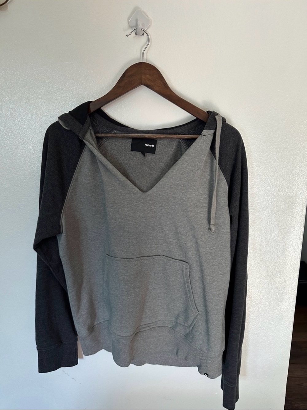 Hurley Women’s Two-Tone Gray and Charcoal Hooded Pullover